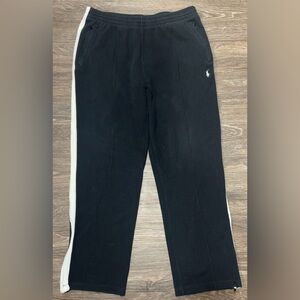 Black/White Ralph Lauren Polo Track Pants With Zipper Pockets/Zipper Legs Size L